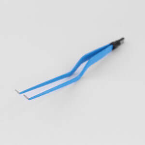 Angled Inward Curved BiPolar Electrosurgical Foreps 1mm Tip, 20cm Long