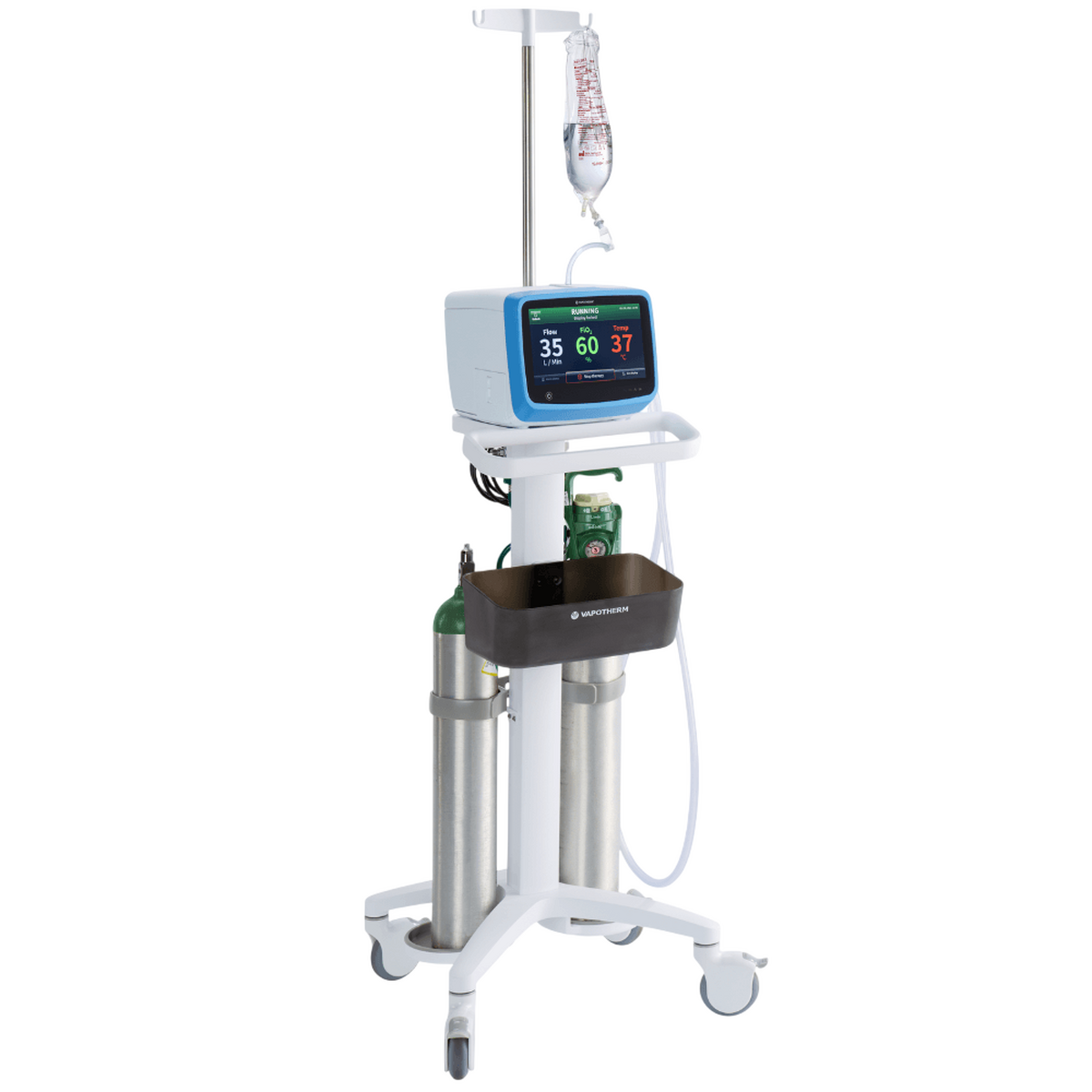Vapotherm VET 2.0 mobility stand with optional air tanks