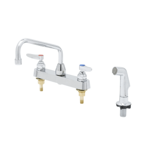 Deck mount veterinary faucet with swing nozzle, hose, and side sprayer