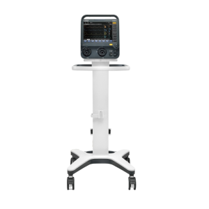 Mindray SV300 Vet ventilator mounted on its rolling stand with casters